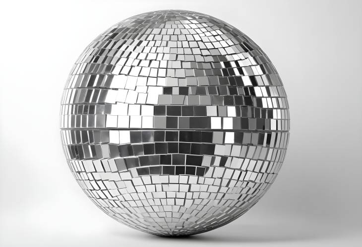 Shiny Silver Disco Ball Isolated on White Background, Perfect for Party and Dance Events