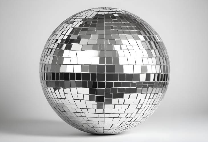 Shiny Silver Disco Ball Isolated on White, Ideal for Elegant Party and Dance Floor Decorations