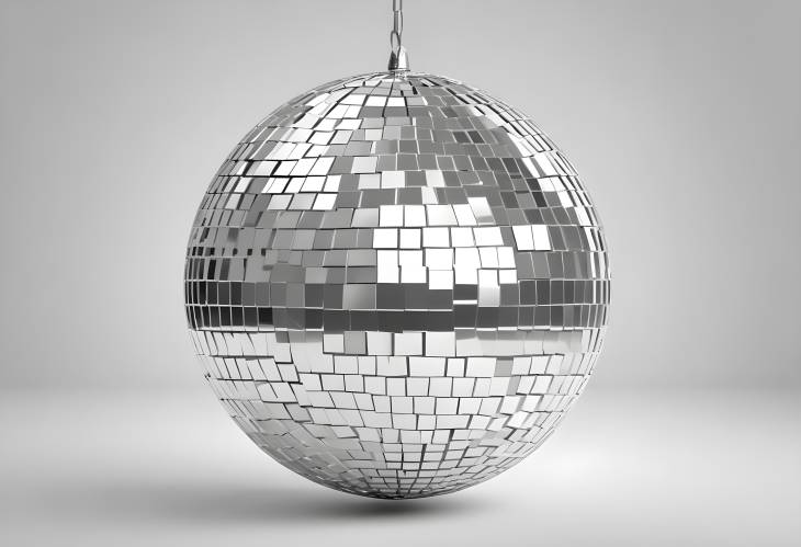 Shiny Silver Disco Ball on White Background, Ideal for Stylish Party and Dance Floor Illumination