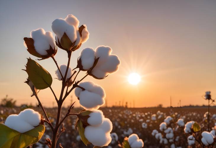 Silhouette of Cotton Plant at Sunset