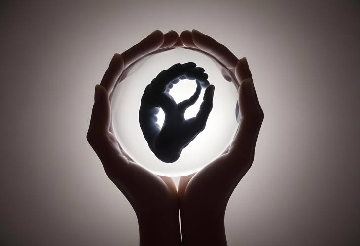 Silhouette of Embryo in Woman Hand Concept of Early Life and Fertility