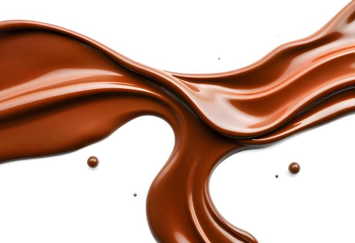 Silky Chocolate Flow Isolated on a Bright White Background