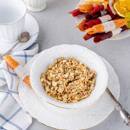 Simple Homemade Granola with Milk for Breakfast