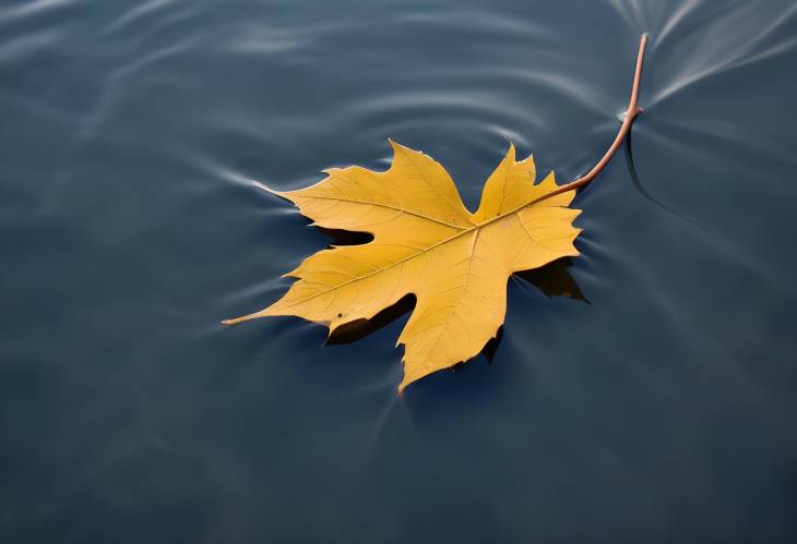 Single Leaf on Serene Water Close Up View of Natural Elegance