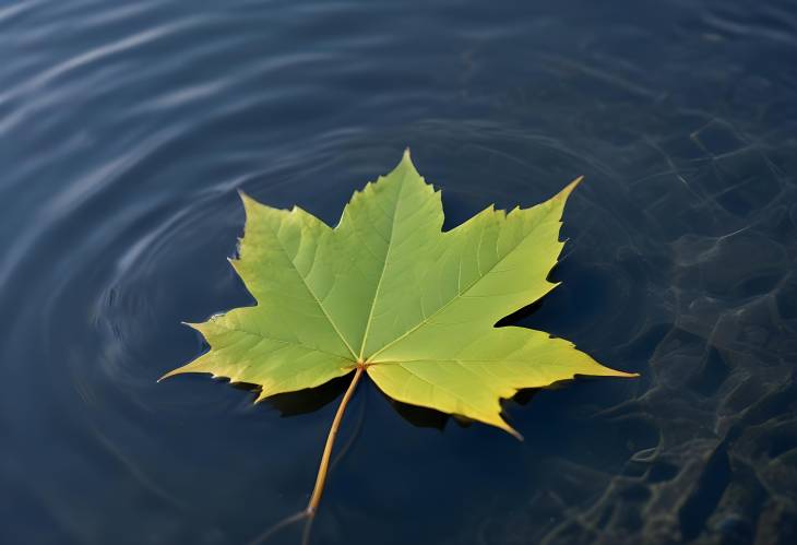 Single Leaf on Water Close Up of Tranquil Natural Scene