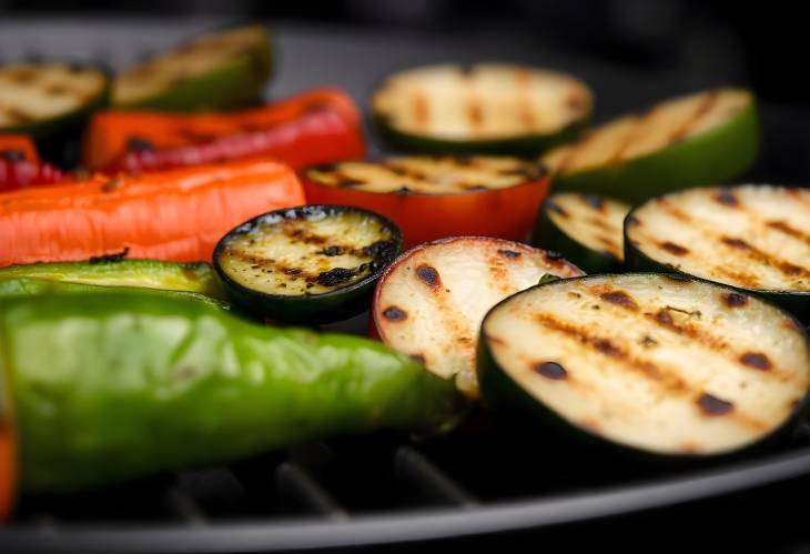 Sizzling Goodness Close Up of Grilled Vegetables