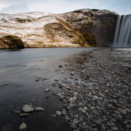 Skogafoss Waterfall Icelands Majestic Winter Scene