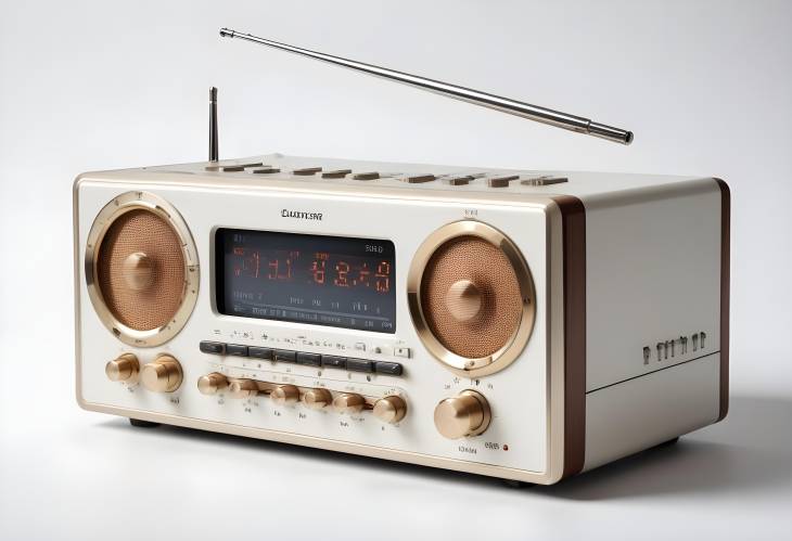 Sleek and Modern Radio Receiver on White Perfect for Home Use