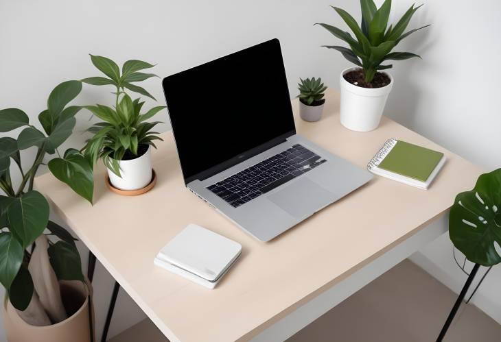 Sleek Laptop and Modern Desk in Minimalist Office