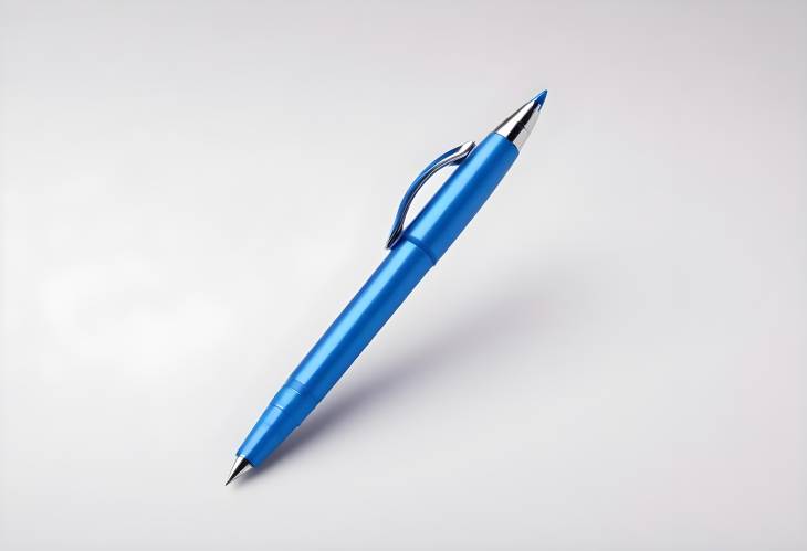 Sleek New Blue Pen on White Background, Stylish and Elegant Design