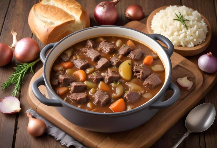 Slow Braised Beef and Onion Stew A Hearty, Comforting Meal