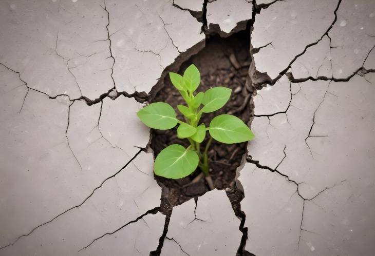 Small Plant in Cracked Earth A Stunning Example of Resilience and Natural Wonder