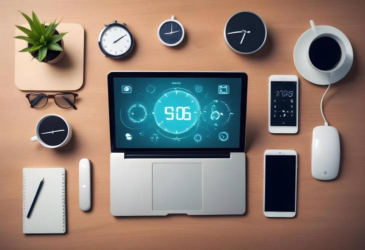 Smart Technology Gadgets Modern Clocks, Smartphones, Tablets, and Laptops