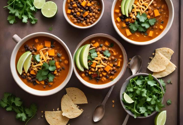 Smoky Sweet Potato and Lentil Soup with Tortilla, Cilantro, and Fresh Lime