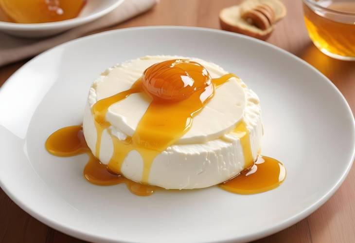 Smooth Warm Ricotta Drizzled with Golden Honey for a Sweet Treat