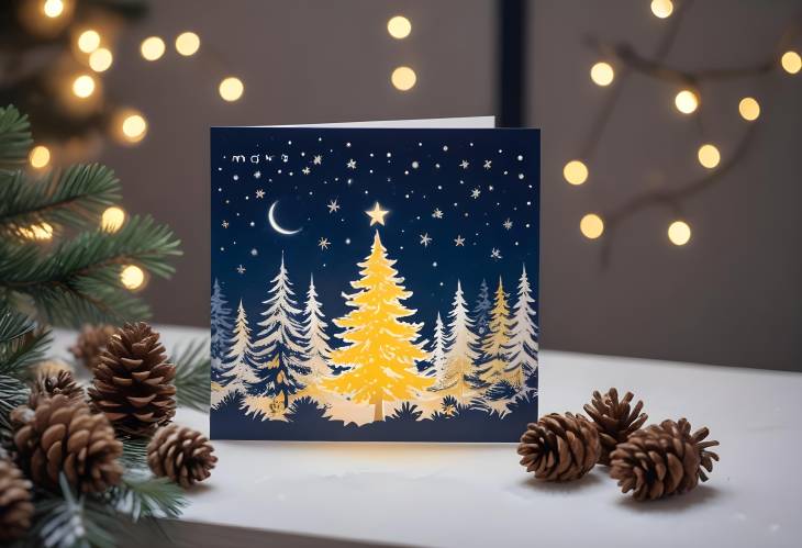 Snow Covered Fir Tree Greeting Card for Christmas and New Year