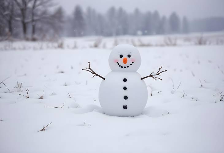 Snowman Delight on a Snowy Field  Winters Perfect Touch