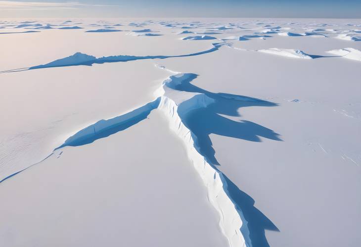 Snowy Desert and South Pole Frost Drone View of Antarctic Winter Landscape and Research Base