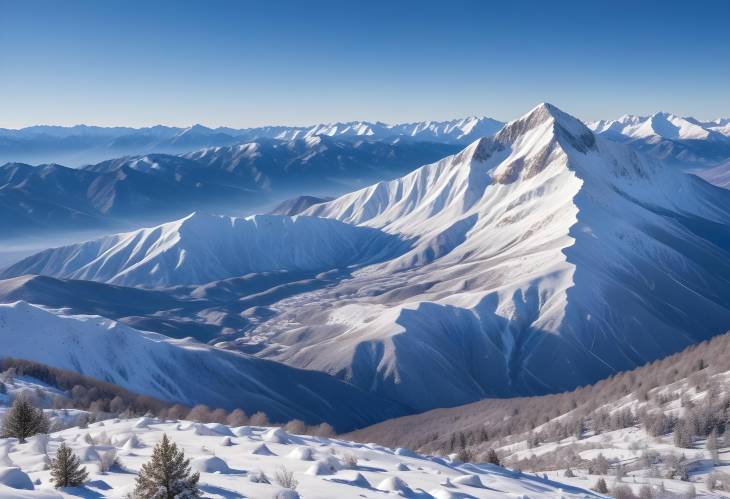 Snowy Mountain Range with Scenic Blue Sky