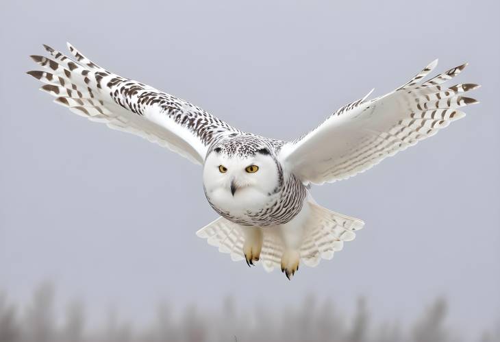 Snowy Owl Over Hesses Winter Wonderland