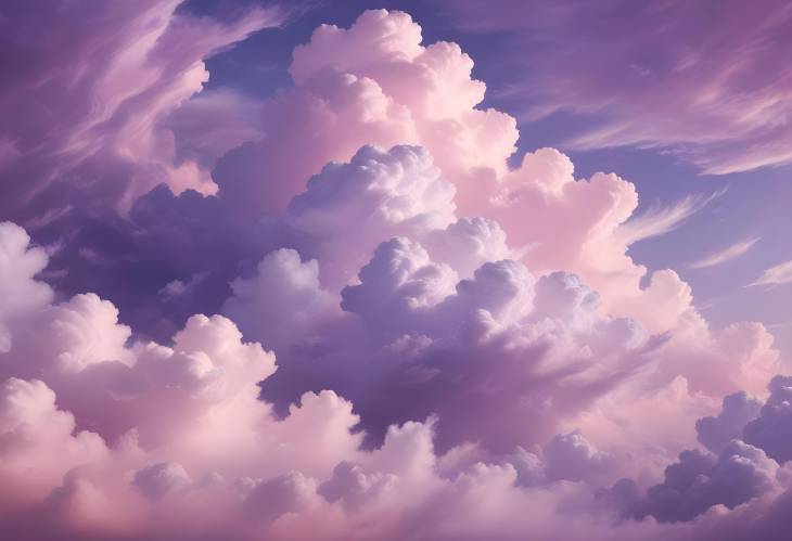 Soft and Dreamy Pink and Purple Cloudscape in a Tranquil Sky