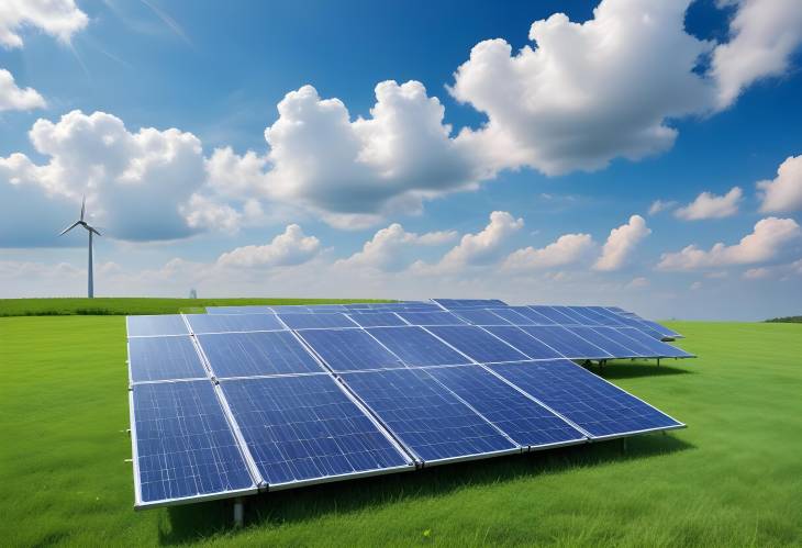 Solar Panel in the Field of Green Grass Under a Clear Blue Sky