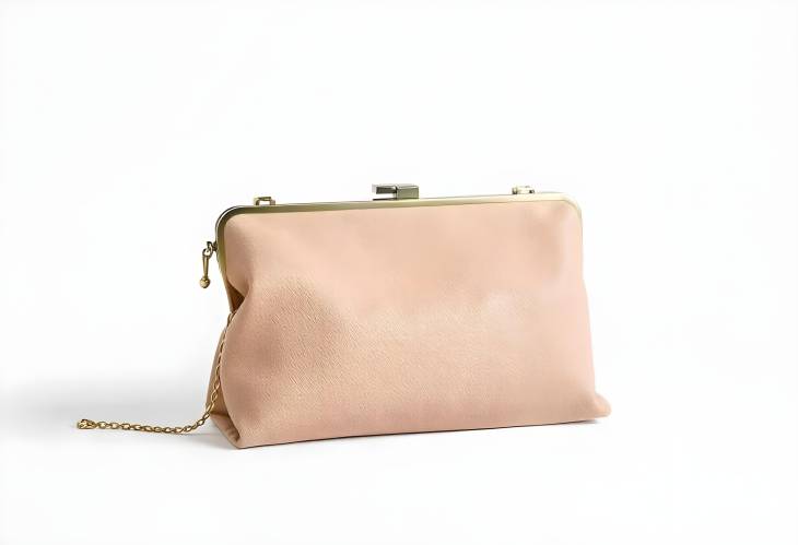 Sophisticated Beige Clutch Bag Isolated A Stylish Fashion Accessory on White Background