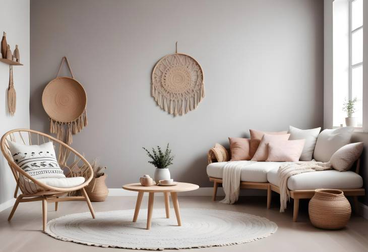 Sophisticated Boho Scandinavian Design with Minimalist Furniture and Home Staging for a Modern Space