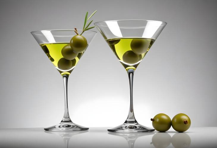 Sophisticated Martini Glass with Olive Isolated Against White