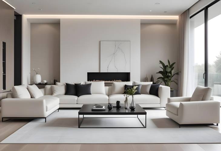 Sophisticated Modern Minimalist Living Room with Sleek Design