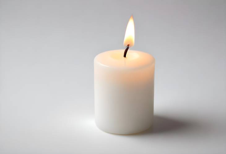 Sophisticated Small White Candle on White Background Ideal for Minimalist and Elegant Interiors