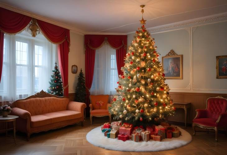 SovietEra Christmas Tree and 80s Apartment Decor, Moscow  Retro Festive Atmosphere