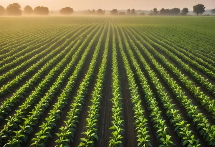 Soy Plants Bathed in Early Morning Light A Beautiful Agricultural Scene