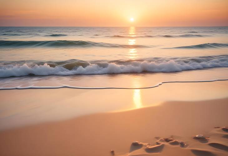 Sparkling Ocean and Sunset Over Tropical Beach