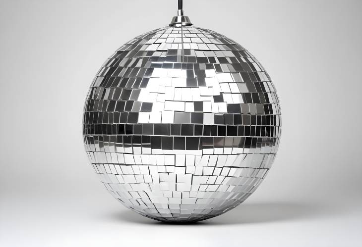 Sparkling Silver Disco Ball Isolated on White Background for Modern Party and Dance Floor Decoration