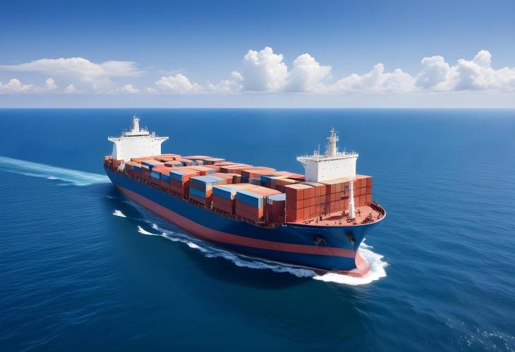 Special Cargo Ship in Ocean, Global Logistics, Blue Sky Background