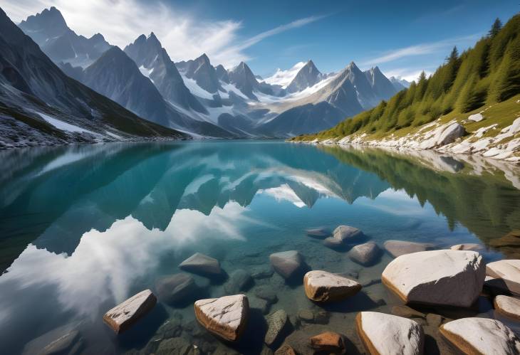 Spectacular Chesery Lake Reflection with Monte Bianco and Sky