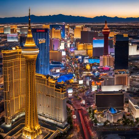 Spectacular Panoramic View of Las Vegas Strip with Casinos and Hotels