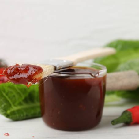 Spicy Barbeque Sauce with Basting Brush in Jar