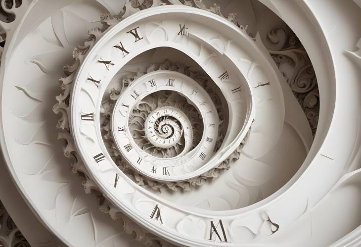 Spiral Fractal Design with White Clock Face Infinity and Time Themes Banner