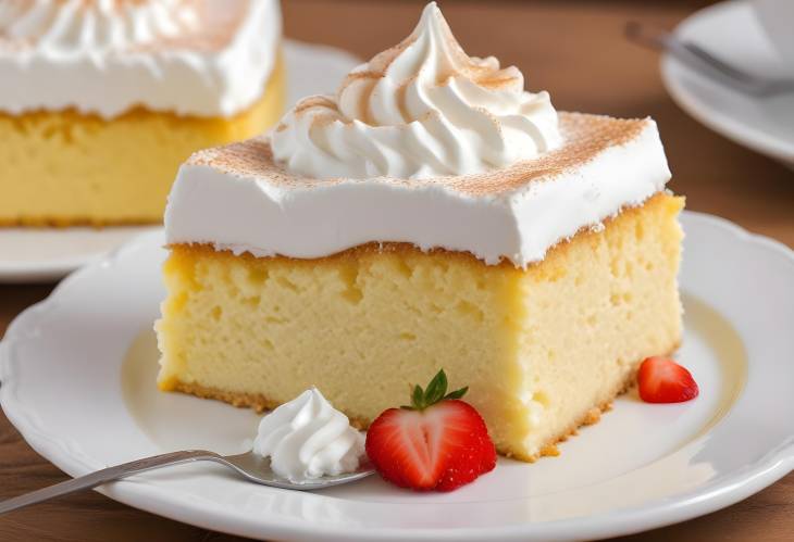 Sponge Cake with Three Milks Classic Pastel de Tres Leches with Creamy Whipped Topping