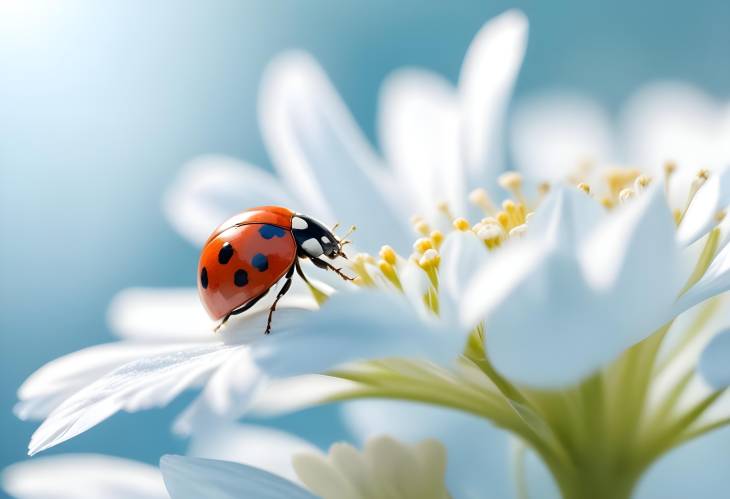 Spring Macro Shot Ladybug on Soft Petal