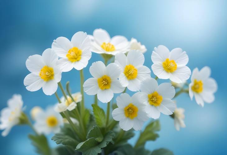 Spring Primroses Macro with Blue Sky Blur