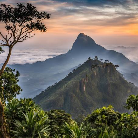 Sri Pada Adam Peak A Sacred Mountain View in Sri Lankas Scenic Landscape