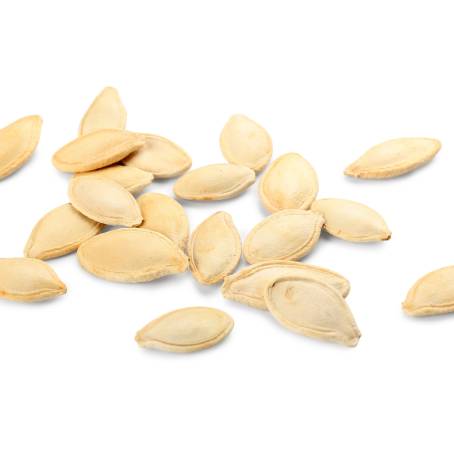 Stack of Hulled Pumpkin Seeds Isolated on White Background