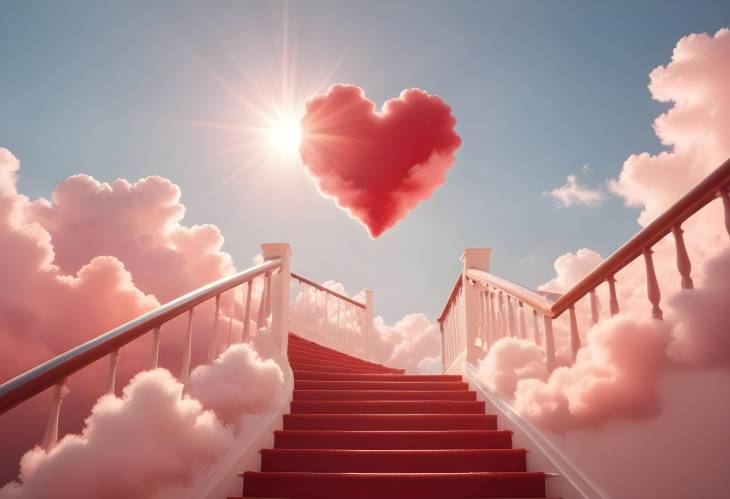 Stairway to Heaven with Sun Rays and Cloudy Sky Concept