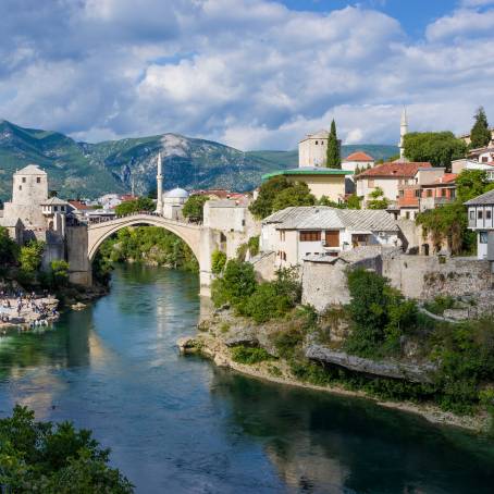 Stari Most Historical Old Bridge Landmark in Mostar, Bosnia