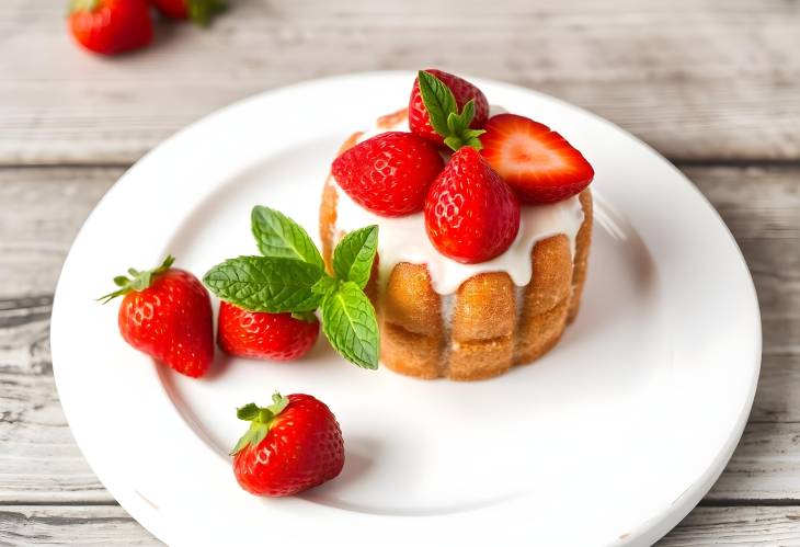 Strawberry Elegance Cake on a Rustic Plate