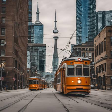 Streetcars in Toronto A Daytime View of Urban Transit in Canadas Bustling City