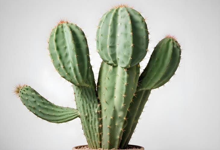 Striking Large Green Cactus on White Background  Perfect for Contemporary Botanical Displays